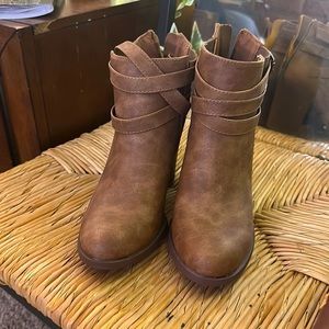 Brown 5 inch square heel boots